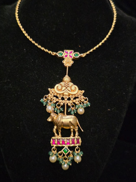 Jadau cow design trending kanta neck set