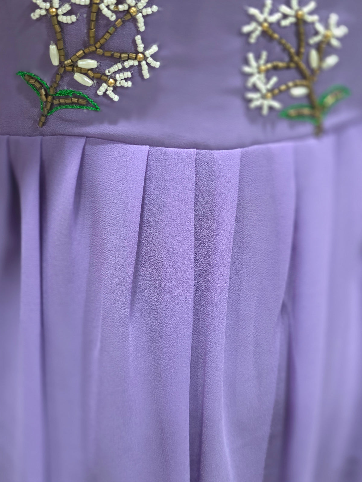 Lilac Georget frock with embroidery